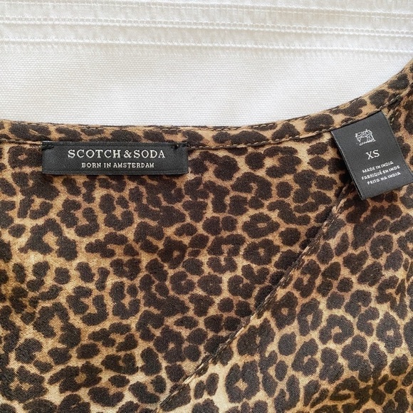 SCOTCH & SODA MAISON SCOTCH LEOPARD LONG SLEEVE BELTED MIDI DRESS - XS - Picture 5 of 8